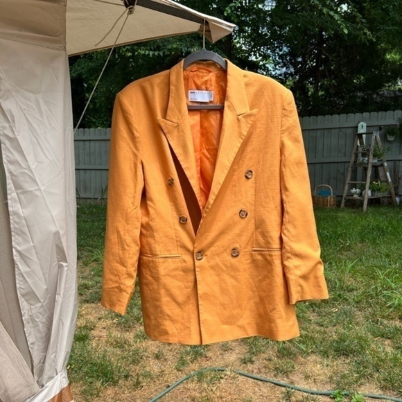 Asos Oversized Blazer With Shoulder Pads In Yellow Gold - Picture 12 of 15